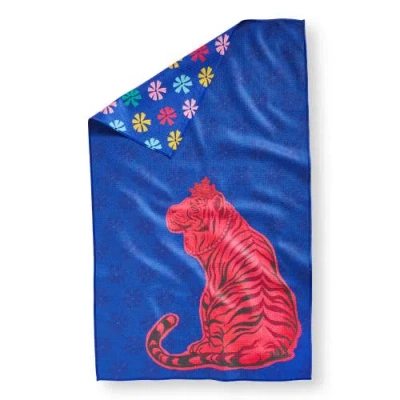 Tag Super Absorbent Kitchen Towel Eclectic Tiger Blue Multi Dishtowel 18 X 30