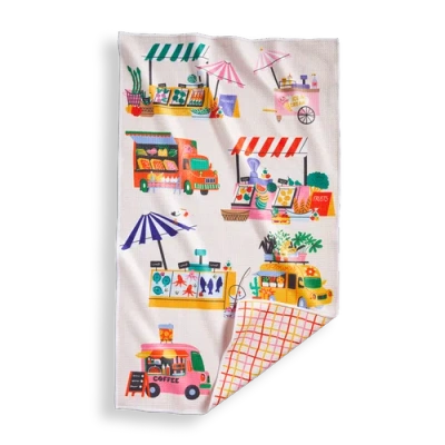Tag Super Absorbent Kitchen Towel Farmers Market Multi Dishtowels 80% Recycled Polyester 18x30
