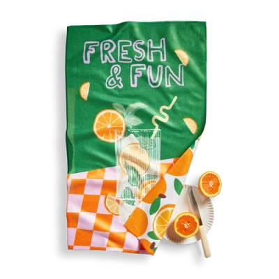 Tag Super Absorbent Kitchen Towel Fresh And Fun Multi Dishtowel 80% Recycled Polyester 18x30