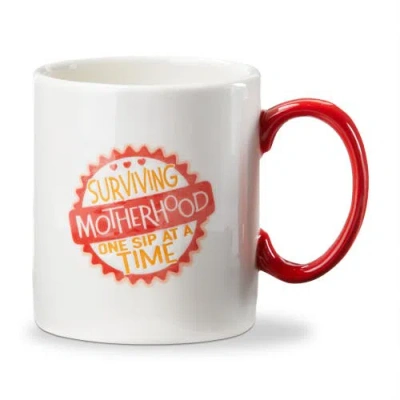 Tag Surviving Motherhood One Sip A Time Earthenware Mug Multi 16 oz 3.75x4 In White