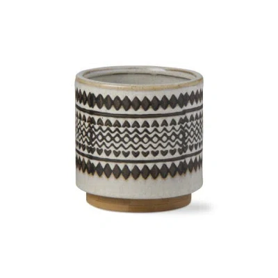 Tag Tanga Planter Stoneware Flower Pot With Base Decor In Multi