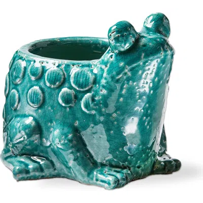 Tag Teal Blue Frog Planter Terracotta Garden Pot For Decor