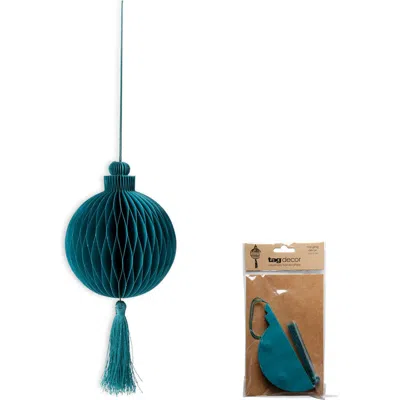 Tag Teal Paper Honey Comb Tassel Ornament For Holiday Decor In Blue