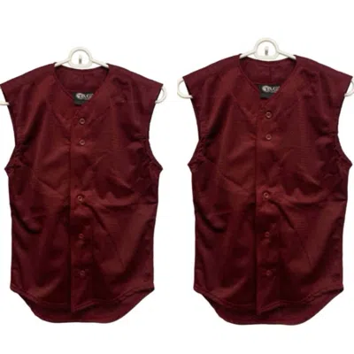 TAG TEAM UNISEX 2 NEW YOUTH BUTTON DOWN SPORTS MESH JERSEY UNIFORM TANK TOPS IN BURGUNDY