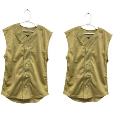TAG TEAM UNISEX 2 NEW YOUTH BUTTON DOWN SPORTS MESH JERSEY UNIFORM TANK TOPS IN GOLD