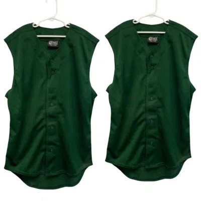 TAG TEAM UNISEX 2 NEW YOUTH BUTTON DOWN SPORTS MESH JERSEY UNIFORM TANK TOPS IN GREEN