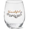 Tag Thankful Sentiment Clear Stemless Wine Glass Dishwasher Safe In Transparent