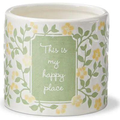 Tag This Is My Happy Place Earthenware Garden Planter Multi 4.6x4.6x4.3 In Green