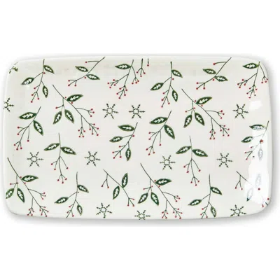 Tag Tis The Season Rectangular Serving Platter Dishwasher Safe In White