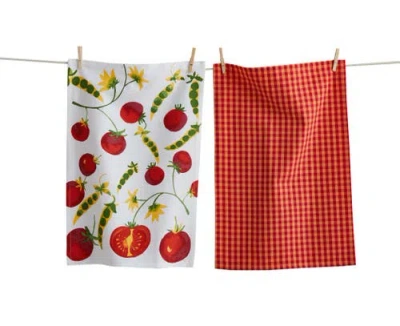 Tag Tomatoes And Peas Dishtowel S/2 Red Multi Cotton Everyday