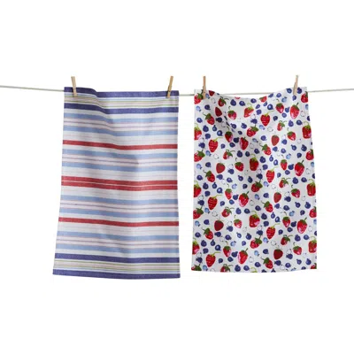 Tag Tossed Berries Dishtowel S/2 Multi Cotton Everyday In Blue