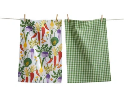 Tag Tossed Veggies Dishtowel S/2 Multi Cotton Everyday In Green
