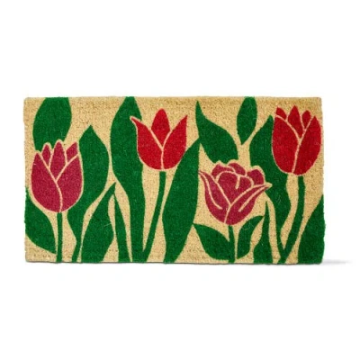 Tag Tulip Flower Coir Doormat Multi Spray Bleached Coir 30 X 17 X 1