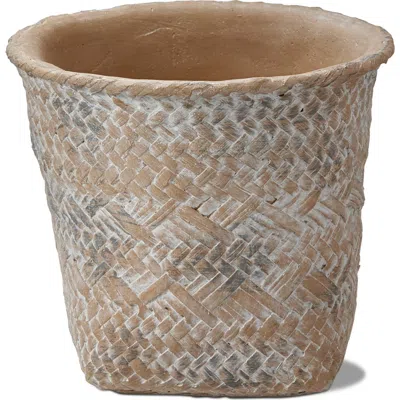 Tag Tulum Whitewash Cement Basket Planter Small For Indoor Plants In Neutral