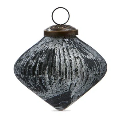 Tag Twilight Ribbed Black Glass Ornament