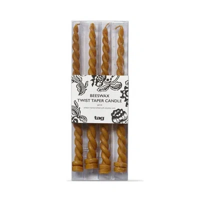 Tag Twin Flame Twisted Beeswax Taper S/4 In Honey