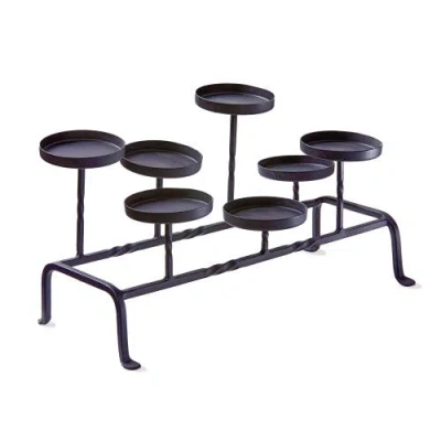 Tag Twist Fireplace Pillar Candle Holder Black Iron Decorative