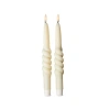 Tag Twist Led Taper Candles Flameless Ivory Paraffin Wax Set 2 In Neutral