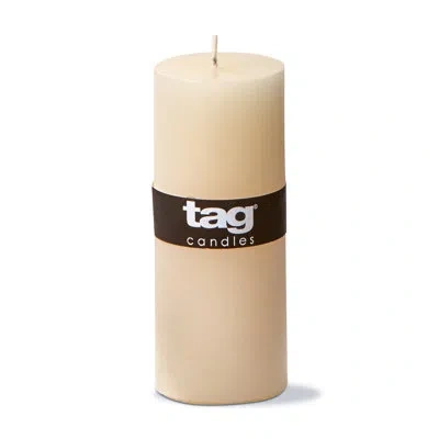 Tag Unscented Pillar Candle In Brown