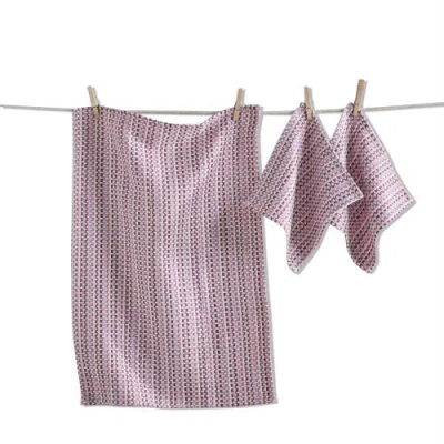 Tag Variegated Purple Dishtowel And Cloth Set In Pink