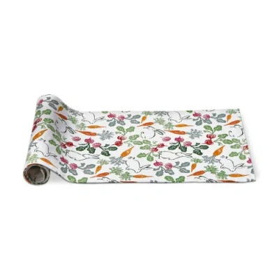 Tag Veggie Bunny Radish Carrot Print Cotton Table Runner Decor In Multi