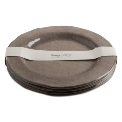 Tag Veranda Cracked Glazed Melamine Dinnerware Plates Set Of 4 In Brown