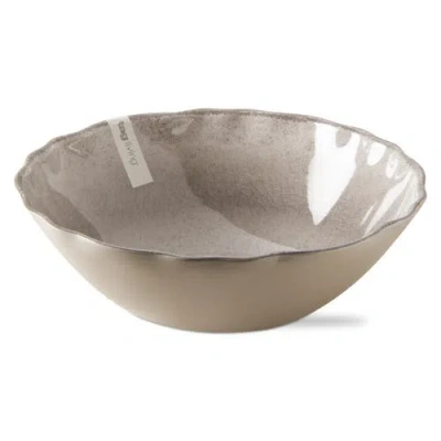 Tag Veranda Cracked Glazed Wavy Edge Melamine Serving Bowl Grey In Neutral