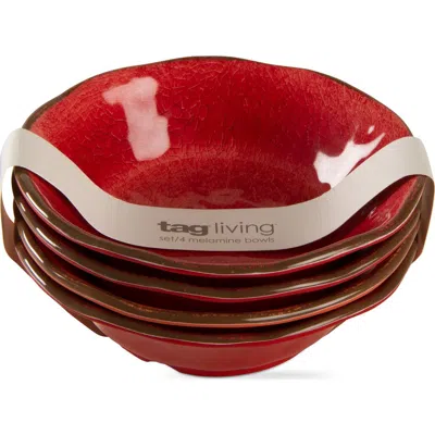 Tag Veranda Melamine Bowls Set Of 4 Red Salad Dining Bowls