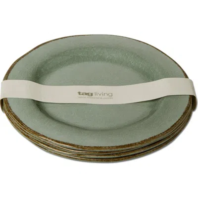Tag Veranda Melamine Dinner Plates Set Of Four Slate Blue In Green