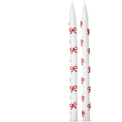 Tag Very Merry Hand Painted Taper Candles Set Of Two Christmas In White