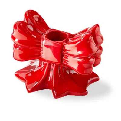 Tag Very Merry Red Ceramic Taper Candle Holders Set Of 2