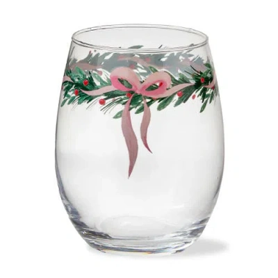 Tag Very Merry Stemless Wine Glass Multicolor Christmas Drinkware In Transparent