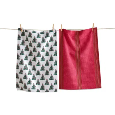 Tag Very Merry Tree Dishtowel Set Multicolor Cotton Kitchen Towels In Red