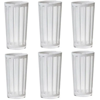 Tag Villa White Acrylic Tumbler Set Of 6 Bpa-free Dishwasher Safe