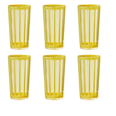 Tag Villa Yellow Acrylic Tumbler Set Of 6 Bpa-free Durable
