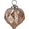 Tag Vint Diamond Geo Pink Glass Christmas Tree Ornament In Brown