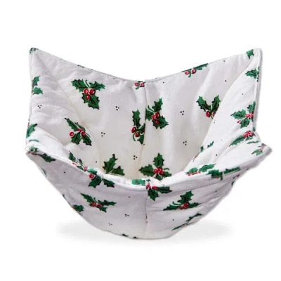 Tag Vine Holly Bowl Cozy Christmas Serving Potholder White Multi