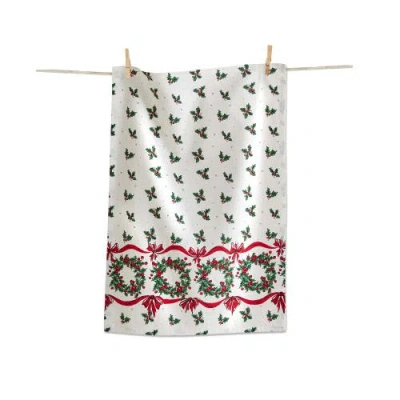 Tag Vine Holly Dishtowel In White