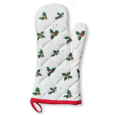 Tag Vine Holly Oven Mitt White Cotton Everyday