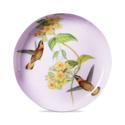 Tag Vine Hummingbirds Metal Trinket Dish Purple Multi Iron Everyday In Pink