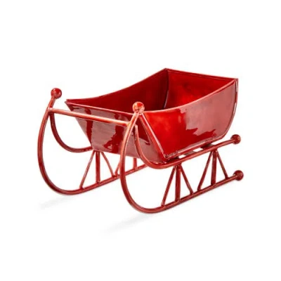 Tag Vine Red Sleigh Enamel Decorative Sculpture For Christmas
