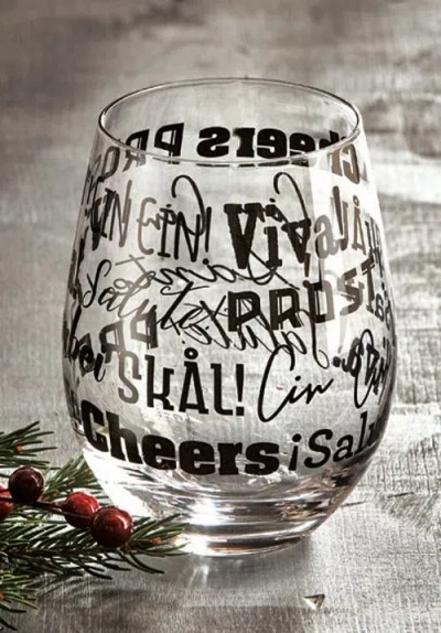 Tag Viva Stemless Wine Glasses Black Drinkware For Bar Christmas