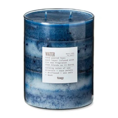 Tag Water Themed Scented Paraffin Wax Pillar Candle Blue