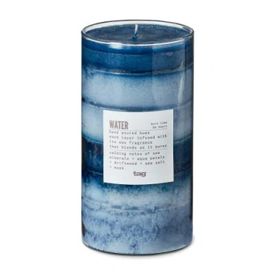 Tag Water Themed Scented Paraffin Wax Pillar Candle Large Blue
