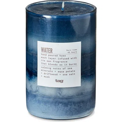 Tag Water Themed Scented Paraffin Wax Pillar Candle Medium Blue