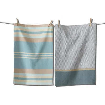 Tag Waterside Stripe Teal Dishtowel Set Of 2 In Blue