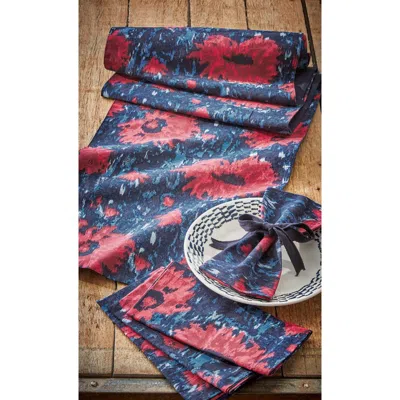 Tag Weekend Dahlia Bright Red Floral Table Runner On Blue