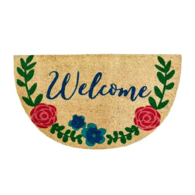 Tag Welcome Flower Garland Non-slip Coir Mat Multi Coir Everyday