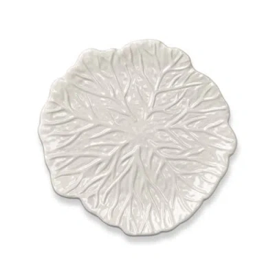 Tag White Cabbage Leaf Stoneware Appetizer Plate Round Dishwasher Safe