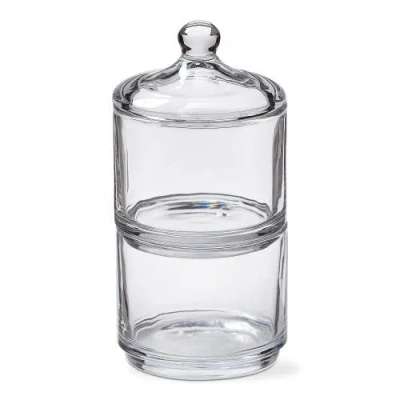 Tag White Glass Stacking Jar With Lid Decorative Kitchen Canister In Transparent